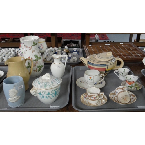 339 - Two trays of china to include: 19th Century Derby Stephenson & Hancock gilt and floral coffee cups a... 