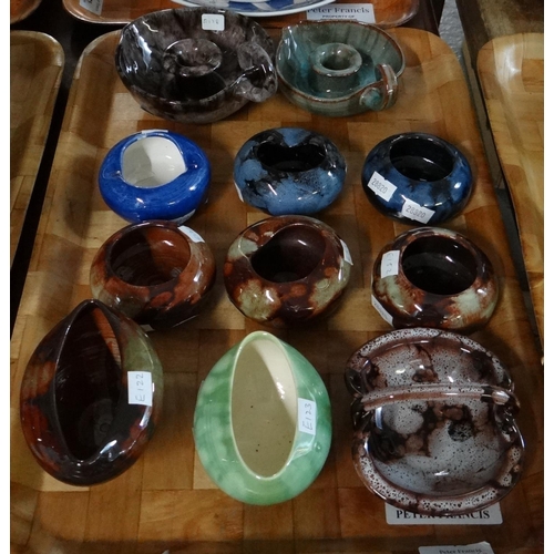 373 - Three trays of Ewenny pottery to include: jugs, vases, posy vase, eggcup, trinket bowls, basket, cha... 