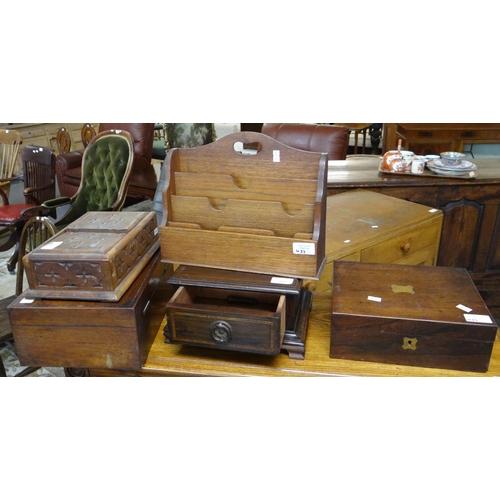 433 - Collection of 19th century and other boxes, stationary rack etc.  (5)  (B.P. 21% + VAT)