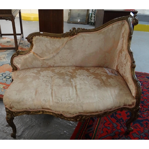 438 - Victorian French Rococo design gilt framed chaise lounge.  (B.P. 21% + VAT)