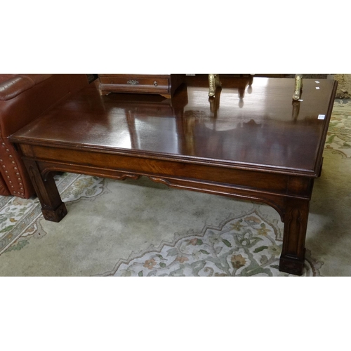 452 - Unusual walnut Gothic design low coffee table.  (B.P. 21% + VAT)