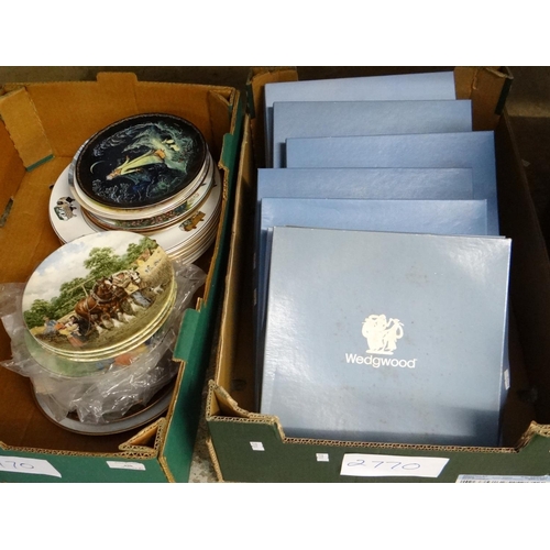 490 - Two boxes of assorted collector's plates. Wedgwood etc.  (B.P. 21% + VAT)