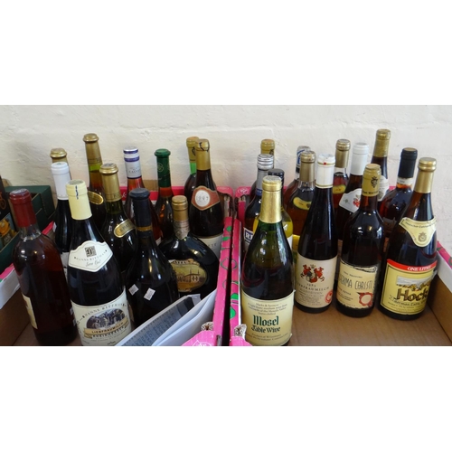 494 - Two boxes of assorted alcohol to include: white and rosé wine, Liebfraumilch, Mosel table wine, Hock... 