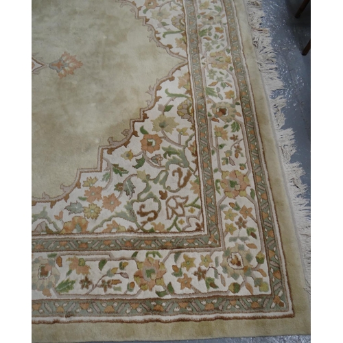 518 - Large cream ground Middle Eastern design floral and foliate carpet.  367x280cm approx.  (B.P. 21% + ... 