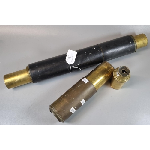 81 - 19th Century brass and leather two drawer telescope marked indistinctly for Amsterdam.
(B.P. 21% + V... 