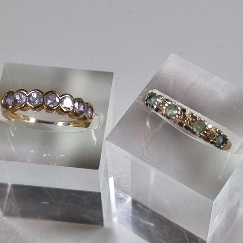 256 - Collection of five 9ct gold and coloured stone dress rings.  8.7g approx.  (B.P. 21% + VAT)