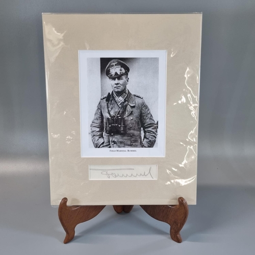 124 - Field-Marshal Erwin Rommel, a mounted photographic print with original matted signature, signed in p... 