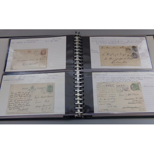 137 - Postal History Collection of covers and cards in four albums, 1840s to early 1900s.  Showing various... 