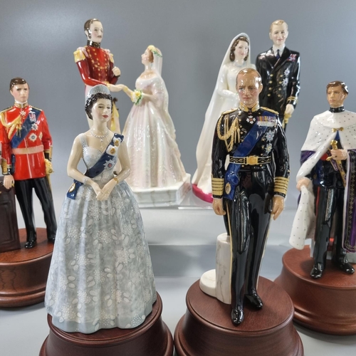 143 - Collection of Royal Doulton bone china Royalty figurines and figure groups, to include: Queen Victor... 