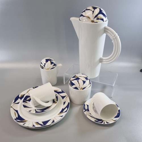 183 - Rosenthal Germany porcelain 21 piece 'Cupola Fiorella' coffee set comprising: six cups and saucers, ... 