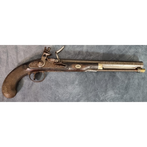 190 - 18th century flintlock muzzle loading duelling pistol marked 'Twigg & Bass, London', having 28cm sig... 