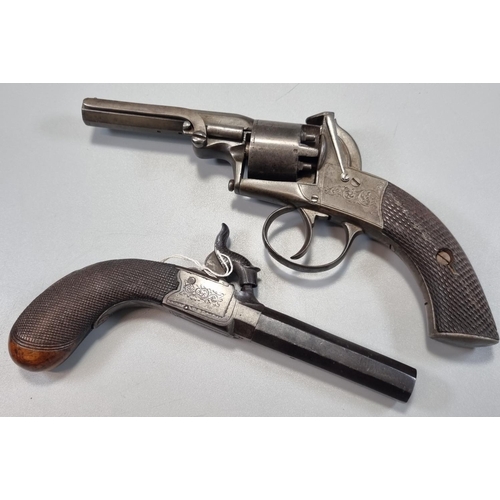 193 - 19th century Bradbury & Son of London five shot repeating percussion revolver with rifled barrel, le... 