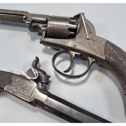 193 - 19th century Bradbury & Son of London five shot repeating percussion revolver with rifled barrel, le... 