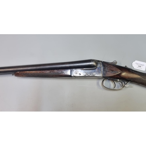 199 - Essex 12 bore side by side box lock non ejector shotgun having 28 inch barrels, game dog engraved ac... 