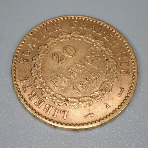 235 - 20 Francs 1895 gold coin.  6.5g. (B.P. 21% + VAT)