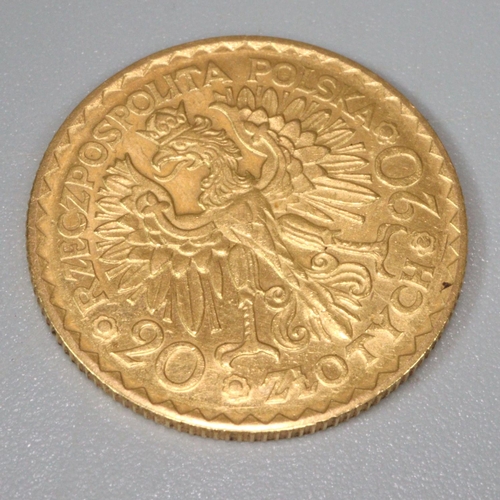 236 - 1925 gold twenty ZL Boleslaw Chrobry gold coin.  6.5g.  (B.P. 21% + VAT)