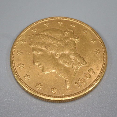 237 - 1907 USA $20 gold coin.  33.5g approx.  (B.P. 21% + VAT)