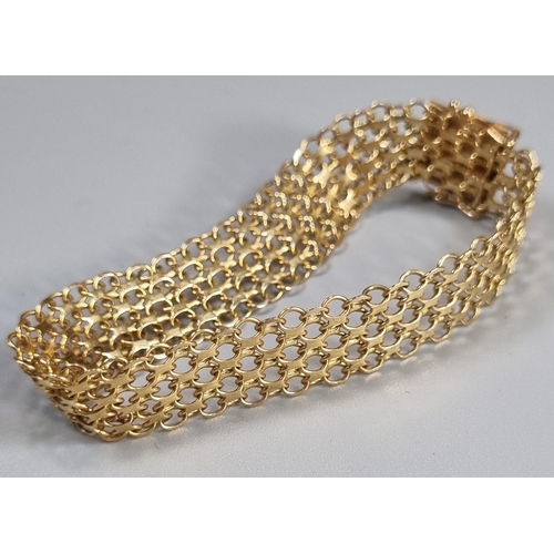 266 - 18ct gold multi curb link bracelet marked Han 18K R9.  16g approx.  20cm long approx.   (B.P. 21% + ... 