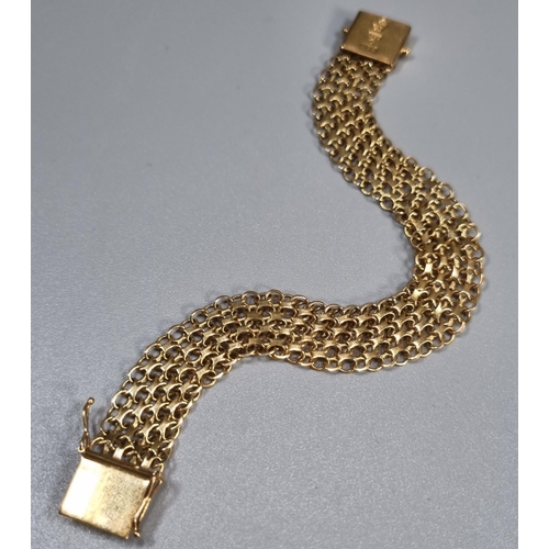 266 - 18ct gold multi curb link bracelet marked Han 18K R9.  16g approx.  20cm long approx.   (B.P. 21% + ... 