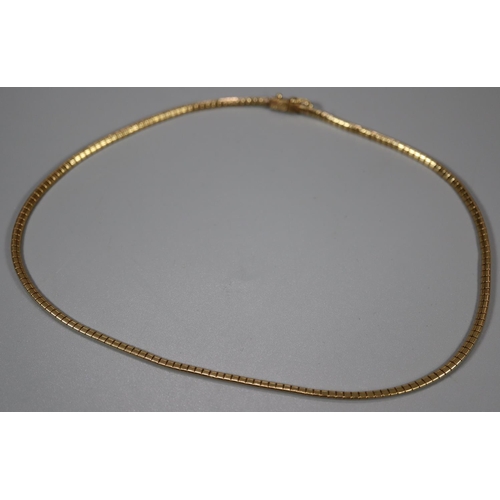 268 - 18ct gold snake chain design necklace marked 750.  43cm long approx.  19.1g approx.   (B.P. 21% + VA... 