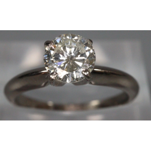 290 - 18ct white gold diamond round brilliant cut solitaire ring.  Size I 1/2.  .70 carat approx.  (B.P. 2... 