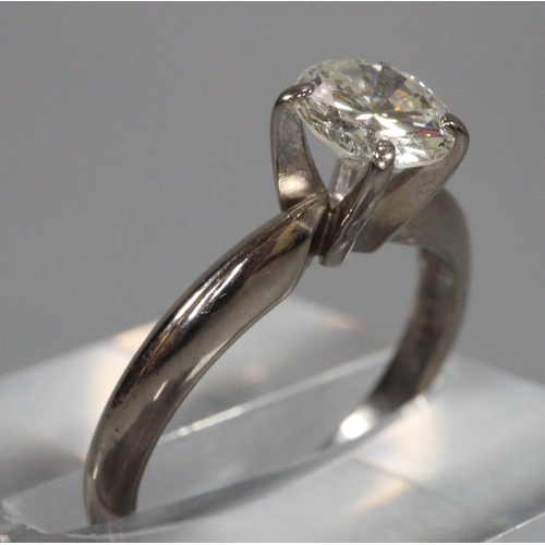 290 - 18ct white gold diamond round brilliant cut solitaire ring.  Size I 1/2.  .70 carat approx.  (B.P. 2... 