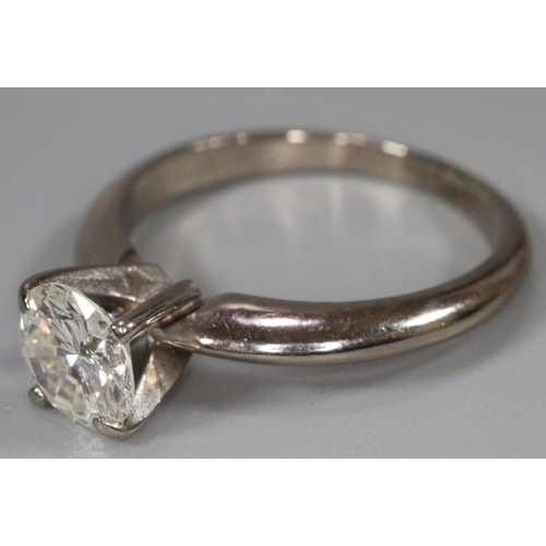 290 - 18ct white gold diamond round brilliant cut solitaire ring.  Size I 1/2.  .70 carat approx.  (B.P. 2... 