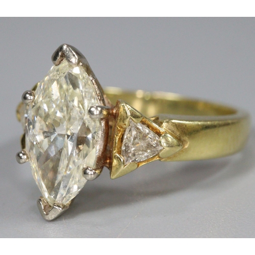 295 - 18ct gold diamond navette cut ring.  Size N1/2.  6.9g approx.(B.P. 21% + VAT)