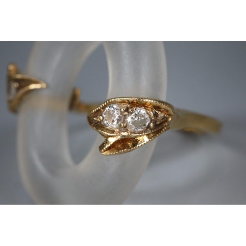 297 - Gold Art Deco design diamond and rock crystal ring.  Size N.  Weight 6.8g approx.  (B.P. 21% + VAT)