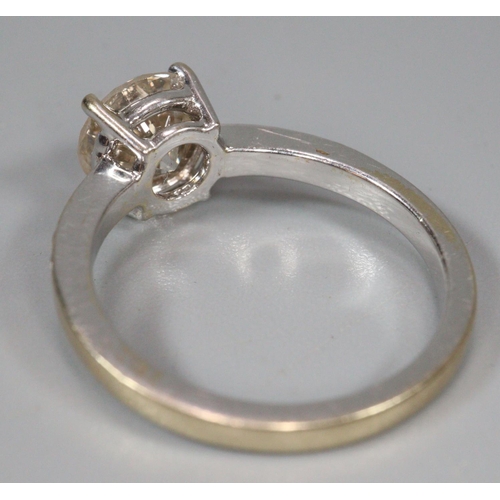 298 - 18ct white gold diamond solitaire ring, 1.2 carats approx.  Size K.  3.4g approx.  (B.P. 21% + VAT)