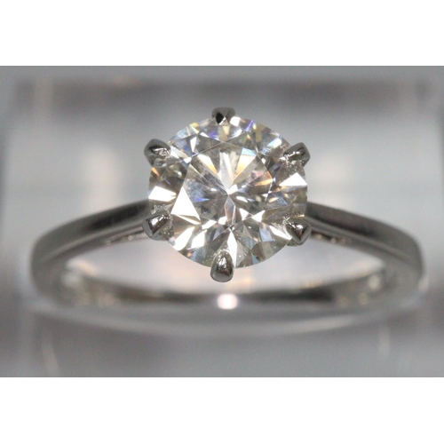 299 - Platinum solitaire diamond ring, 1.14 carat approx.  Size L1/2.  3.9g approx.