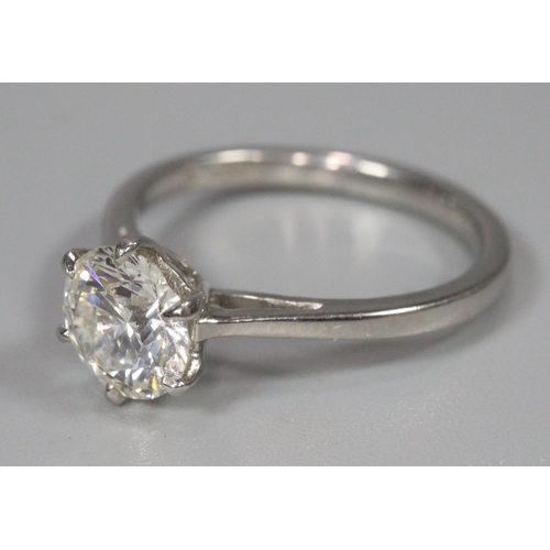 299 - Platinum solitaire diamond ring, 1.14 carat approx.  Size L1/2.  3.9g approx.