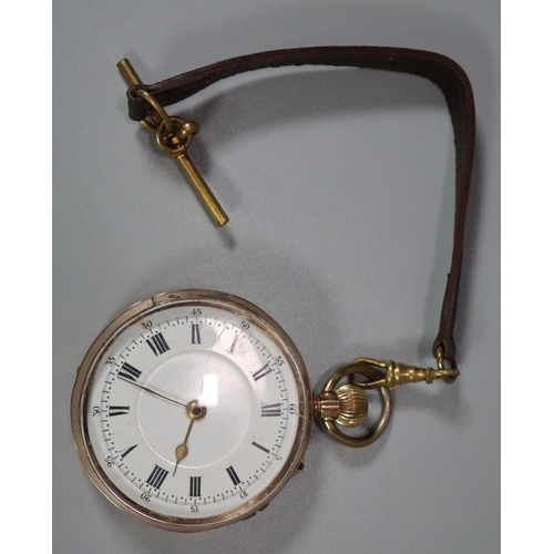 330 - 19th century gold keyless lever open faced pocket watch with Roman dial, unmarked, inner dust cover ... 