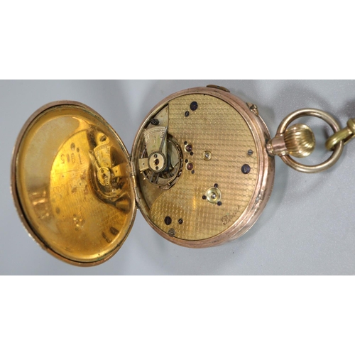 330 - 19th century gold keyless lever open faced pocket watch with Roman dial, unmarked, inner dust cover ... 