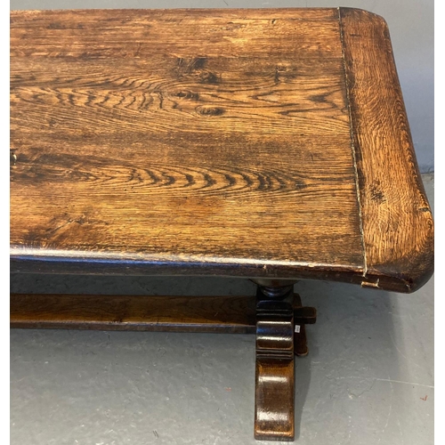 40 - 17th century style oak cleated single plank top refectory type table.  180x76x75cm approx.   (B.P. 2... 