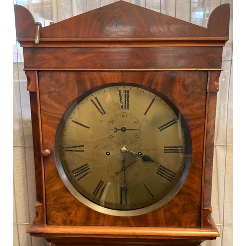 47 - 19th century Welsh mahogany eight day long case clock by J Kern of Swansea, the hood having geometri... 
