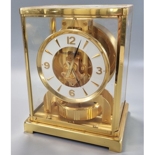 59 - 20th century Jaeger-Le-Coultre 'Atmos' clock, having gilt brass five glass case, Arabic chapter ring... 