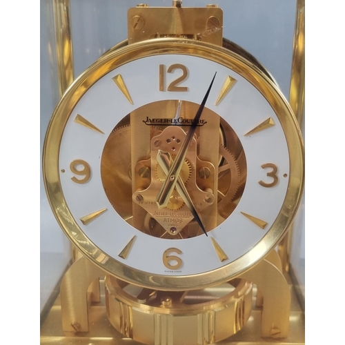 59 - 20th century Jaeger-Le-Coultre 'Atmos' clock, having gilt brass five glass case, Arabic chapter ring... 