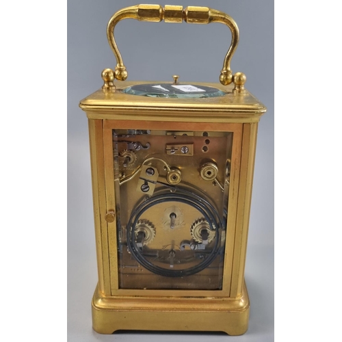 60 - Early 20th century French two train brass repeating alarm carriage clock marked 'Dawson & Son' to th... 