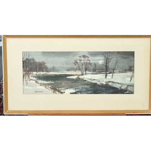 82 - Donald Mcintyre (British 1923-2009), 'Winter Evening, River Ogwen', signed and inscribed verso.  Pas... 