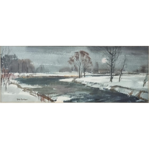 82 - Donald Mcintyre (British 1923-2009), 'Winter Evening, River Ogwen', signed and inscribed verso.  Pas... 