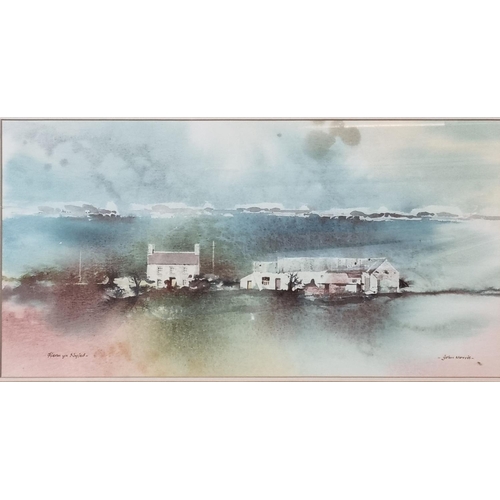 83 - John Morris (Welsh 20th century), 'Fferm Yn Nyfed', a farm near Goodick, signed.  Watercolours.  28x... 