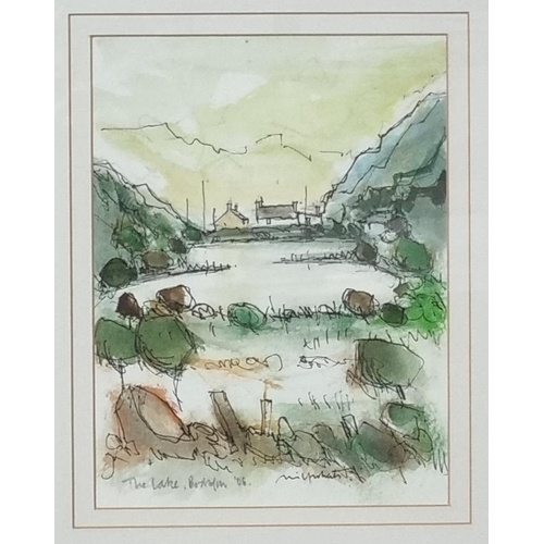 88 - Wilf Roberts (Welsh 1914-2016), 'The Lake, Bodafon'. signed. Mixed media.  24x17.5cm approx.  Framed... 