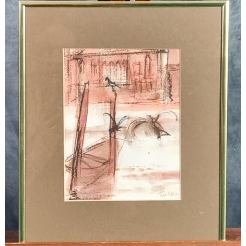 89 - Tom J Nash (Welsh born 1931), 'Edge - Venice', signed.  Pastels and watercolours.  19x14.5cm approx.... 