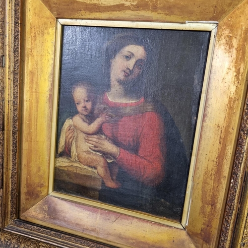 99 - After the Old Master,(Italian school,17th century), Madonna and Child, oils on canvas.  29x24cm appr... 