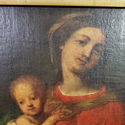 99 - After the Old Master,(Italian school,17th century), Madonna and Child, oils on canvas.  29x24cm appr... 