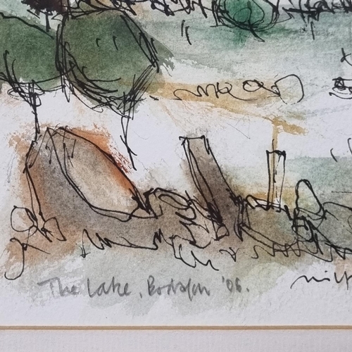 88 - Wilf Roberts (Welsh 1914-2016), 'The Lake, Bodafon'. signed. Mixed media.  24x17.5cm approx.  Framed... 