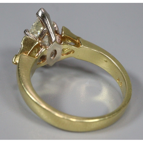 295 - 18ct gold diamond navette cut ring.  Size N1/2.  6.9g approx.(B.P. 21% + VAT)