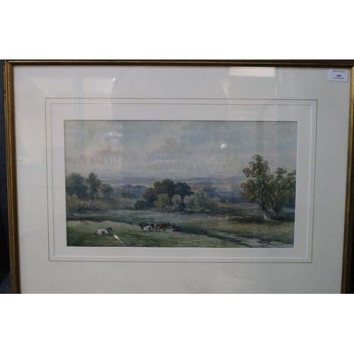 160 - A Coleman (British 19th century), pastoral English landscape with cattle, signed.  watercolours.  26... 