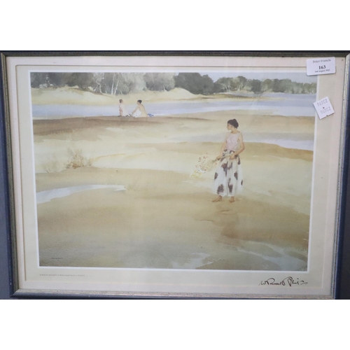 163 - After William Russel Flint, figures on a beach, coloured print.  28x39cm approx.  Framed and glazed.... 